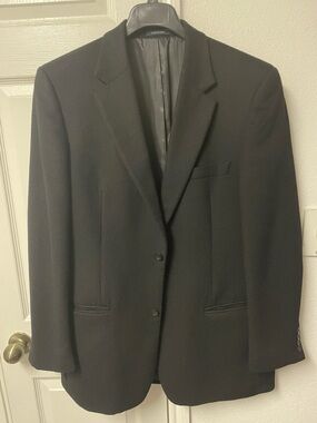 Black Blazer Sport Coat 42L Wool, Cashmere, Silk Blend by Club Room